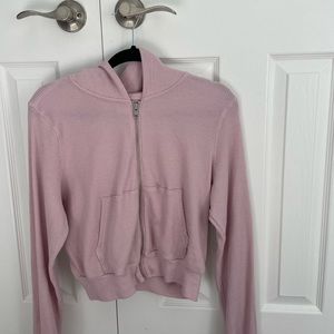 Tna cropped waffle zip up